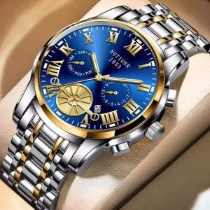Reloj de pulsera de cuarzo para hombre, cronógrafo luminoso de acero inoxidable, resistente al agua